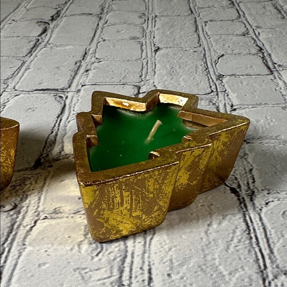 Gold Trimmed Christmas Tree Candles Handcrafted for Silvestri set of 2 candles - Picture 6 of 16